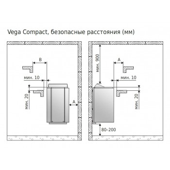 Электрическая печь Harvia Vega Compact BC35 Steel, встроенный пульт в комплекте