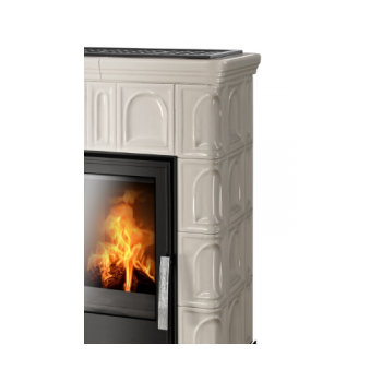Кафельная печь-камин ABX Britania KI (белый цоколь, допуск воздуха извне) с теплообменником