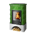 Кафельная печь-камин ABX Britania KI (белый цоколь, вставка комбо, допуск воздуха извне)