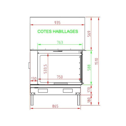 Каминная топка Axis F 900 right lateral glass