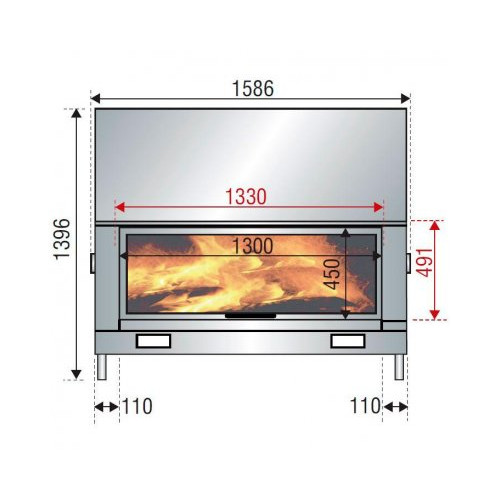 Каминная топка Axis H 1600 double face BN2