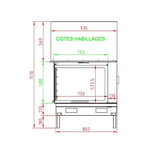 Каминная топка Axis F 900 left lateral glass