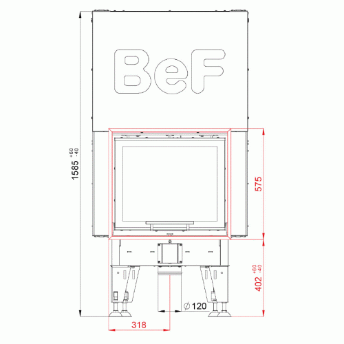 Топка BeF THERM V6, гильотина, рамка черная