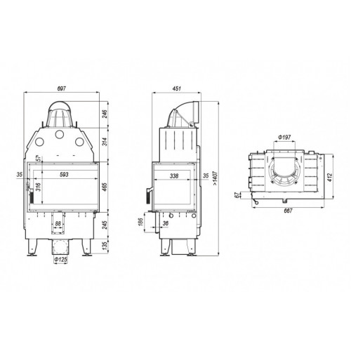 Топка DEFRO HOME INTRA SM BL MINI, 10кВт, 667/465/412 мм, угловое стекло слева