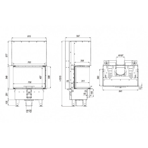 Топка DEFRO HOME INTRA SM C G, 10 кВт, 841/549/393мм, трехсторонний, гильотина