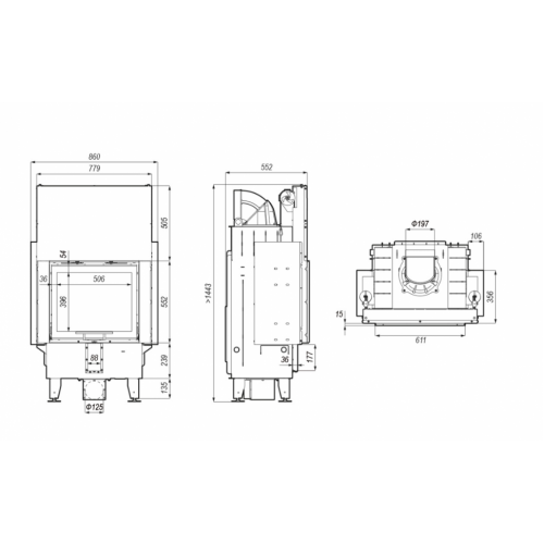 Топка DEFRO HOME INTRA SM G, 10 кВт, 611/552мм, гильотина