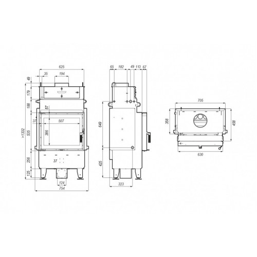 Топка DEFRO HOME NAVI SM, 14 кВт, 630/535мм, с водяным контуром