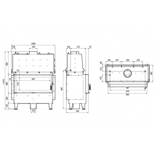 Топка DEFRO HOME RIVA LA SHORT, 22 кВт, 965/465мм, с водяным контуром