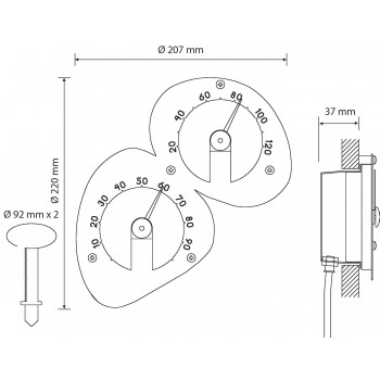 Термогигрометр с подсветкой Cariitti для бань и саун