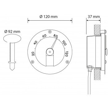 Термометр с подсветкой Cariitti (до 120°C), черный для бань и саун
