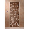 Дверь Бамбук и бабочки бронза с рисунком