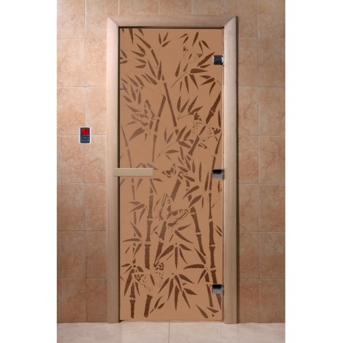 Дверь Бамбук и бабочки бронза матовая