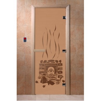 Дверь Банька бронза матовая с рисунком