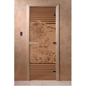 Дверь Япония бронза матовая с рисунком