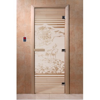 Дверь Япония сатин  с рисунком