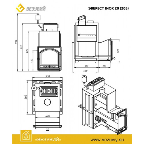 Печь для бани Эверест INOX 20 (205) под обкладку (AISI 430)