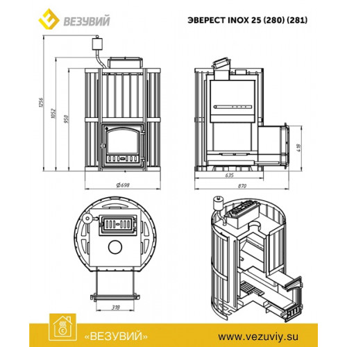 Печь для бани Эверест INOX 25 (280) Ковка (AISI 430)