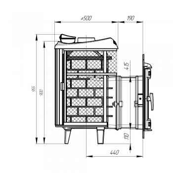Банная печь Атмосфера L в комбинированной облицовке Россо Леванте до 24 м³