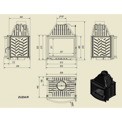 Каминная топка Zuzia/R (панорама) (16 кВт)