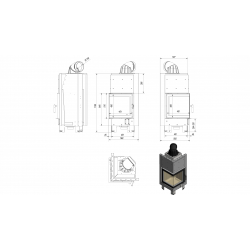 Каминная топка стальная MBN/L/BS (8 кВт)