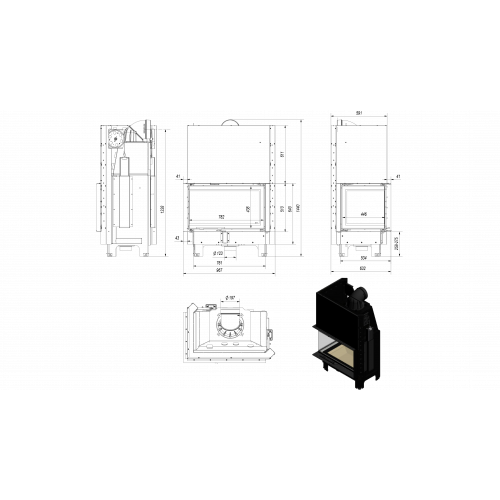 Каминная топка стальная MBO/L/BS/G (15 кВт)