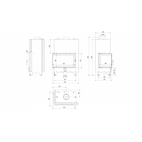 Каминная топка стальная MBO/PW/15/L/BS/W