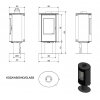 Печь-камин KOZA/AB/S/N/O/DR (сталь, поворотная) (8 кВт) 528*1125*422мм
