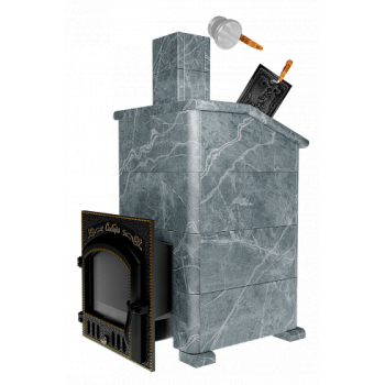 Премиальная банная печь Сибирь-40 ЗК (дверка 545х545) в облицовке Президент талькомагнезит