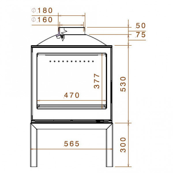 Печь LCI 5 GFR Stove, стекло справа (Liseo Castiron)