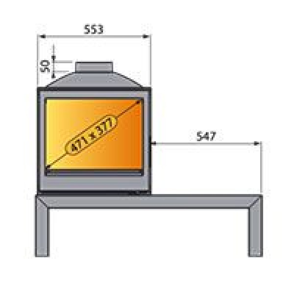 Печь LCI 5 GDFs Table, двусторонняя, стекло слева (Liseo Castiron)
