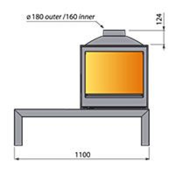 Печь LCI 5 GDFs Table, двусторонняя, стекло справа (Liseo Castiron)