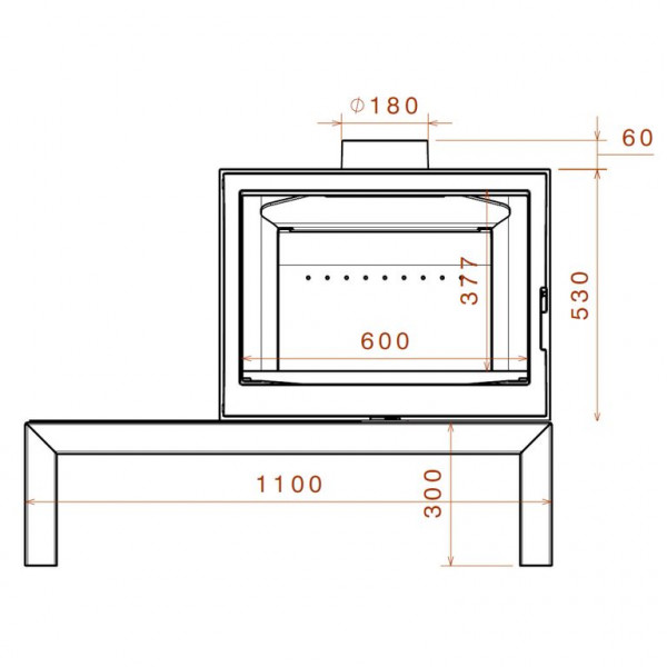 Печь LCI 7 GFLR Table, два боковых стекла (Liseo Castiron)