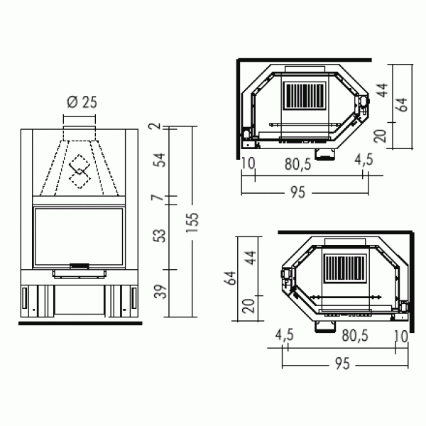 Камин EdilKamin NIZZA  С ТОПКОЙ TEKNO 2N DX