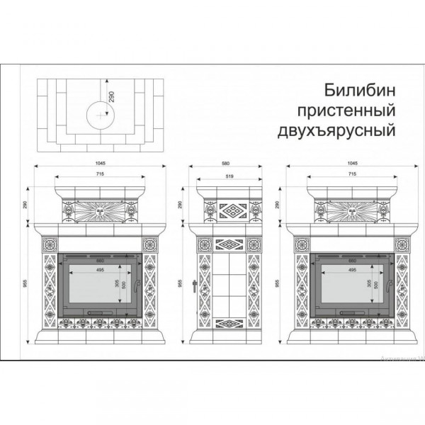 Облицовка каминная КимрПечь Билибин Пристенная Двухъярусная Осень