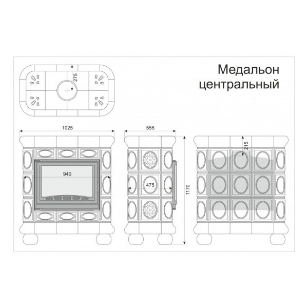 Облицовка каминная КимрПечь Медальон Центральная Физалис
