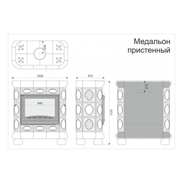 Облицовка каминная КимрПечь Медальон Пристенная Ирисы
