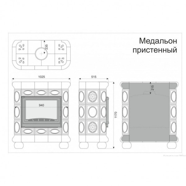Облицовка каминная КимрПечь Медальон Пристенная Незабудки