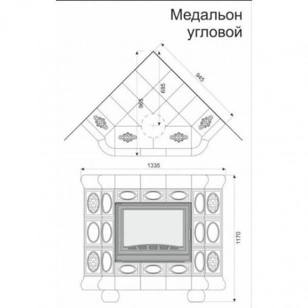 Облицовка каминная КимрПечь Медальон Угловая Шоколад