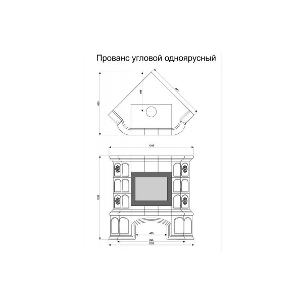 Облицовка каминная КимрПечь Прованс с дровником Угловая Маки