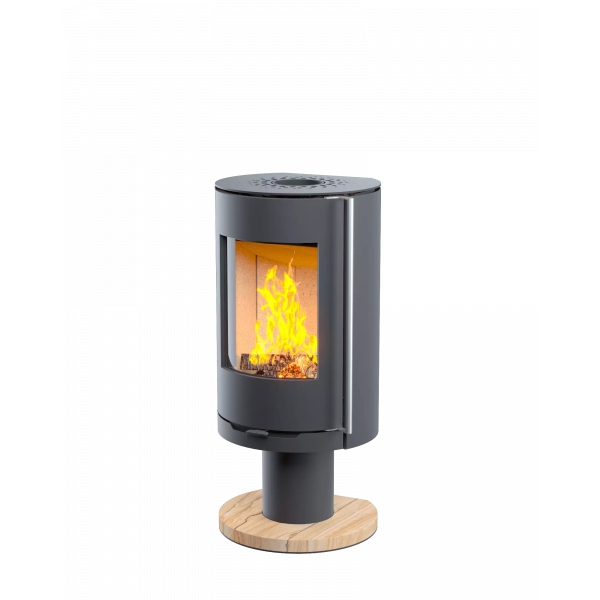 Печь-камин R1 N (Категория: Серия R, Крышка: Сталь 6мм, Материал основания ноги: Песчаник, Опция Plus (дверца с наружным радиусным стеклом): Нет, Ручка: Длинная (нержавейка))