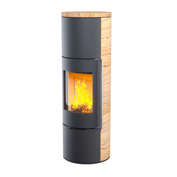 Печь-камин R1.0 XL K (Категория: Серия R, Вид камня: Песчаник, Опция Plus (дверца с наружным радиусным стеклом): Нет, Ручка: Длинная (нержавейка))