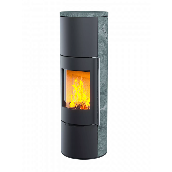 Печь-камин R1.0 XL K (Категория: Серия R, Вид камня: Талькомагнезит, Опция Plus (дверца с наружным радиусным стеклом): Нет, Ручка: Длинная (Черная))