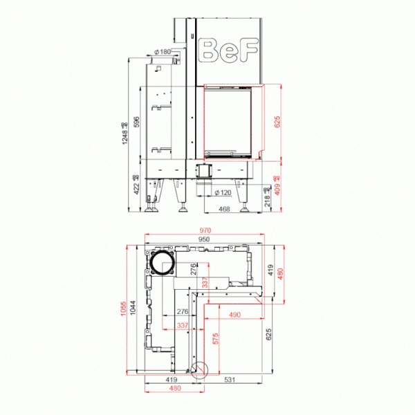 Каминная топка BeF Flat V 4 L