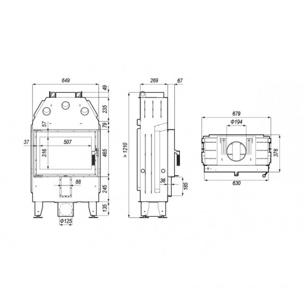 Каминная топка DEFRO HOME INTRA SLIM SM 6 кВт 630/465мм