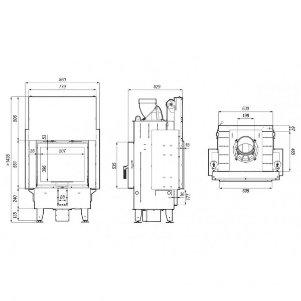 Каминная топка DEFRO HOME INTRA SM T G 10 кВт 609/551мм туннель гильотина