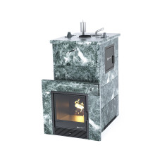 Печь Геленджик М2 в полноценном кожухе с закрытым верхом -  AISI 321, Защ. экраны, Боковой вход в каменку - Справа, Дрова Стандартная комплектация