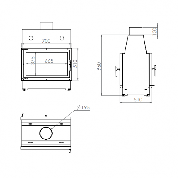 Каминная топка ECHA-TECH ECT Double 70x51/С 13 кВт