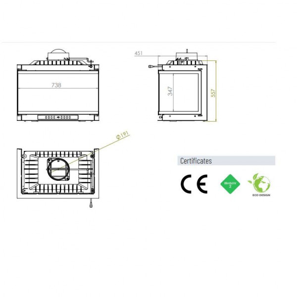 Каминная топка ECHA-TECH Font/700/LR 14 кВт