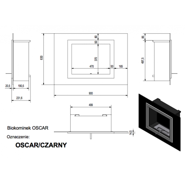 Биокамин OSCAR черный Kratki (Польша)