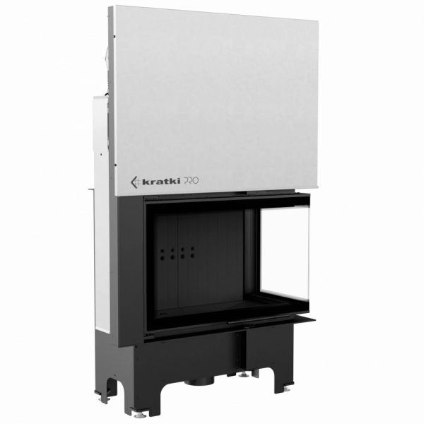 Стальная каминная топка VNP/810/410, Г-образное стекло справа, гильотина, черная футеровка Kratki PRO